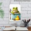 2D Flat, Retro Frog in Bathtub Aluminum Wall Sign - Vintage French Decor Suitable for Home, for Man Cave, Bars, Cafes | Indoor/Outdoor Bathroom