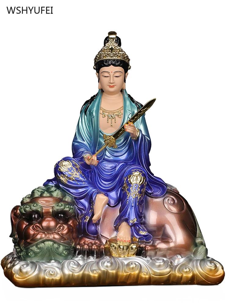 Buddha Statue of Bodhisattva Samantabha, Resin Crafts, Manjushri Bodhisattva Buddha Statue, Home Décor Statues