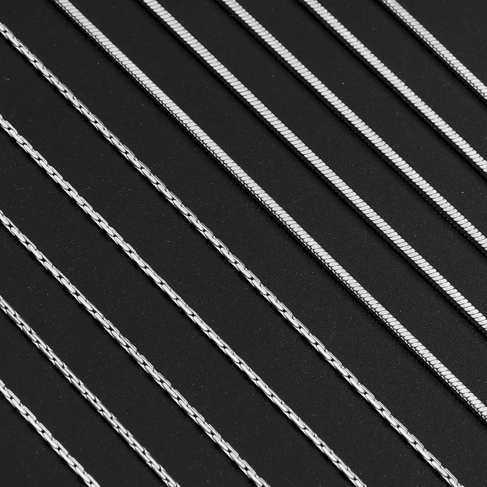 5 Stück Edelstahl Schlangenketten Halskette 0,9/1,1mm Einfach Silberfarben Schlangenknochenkette Für Frau Mann Mode Schmuck Zubehör