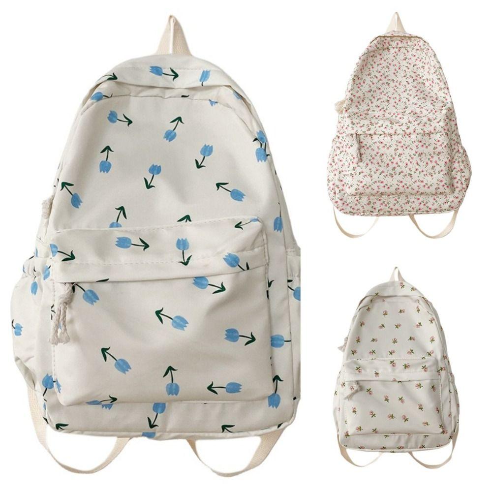 Korean Style Students School Bag Large Capacity Floral Shoulder Bag Cute Floral Backpack  School
