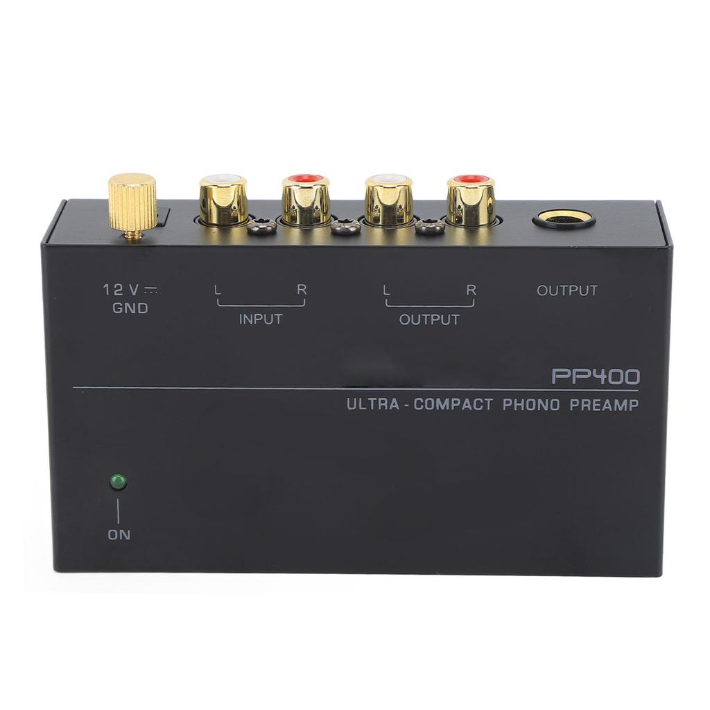 PP400 Phono Preamp Ultra Compact Phono Turntable Preamp Preamplifier for Record Player 100‑240V US Plug