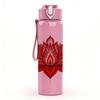 1PC Red Lotus Flower Mandala 750ml Color Plastic Sports Water Bottle Leakproof Flip Straw Lid Suitable for Sports Office Home Use