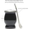 All-in-One Yerba Mate Gourd Set Complete with Double-Wall Stainless Steel Mate Tea Cup and Bombilla - Everything You Need for the Perfect