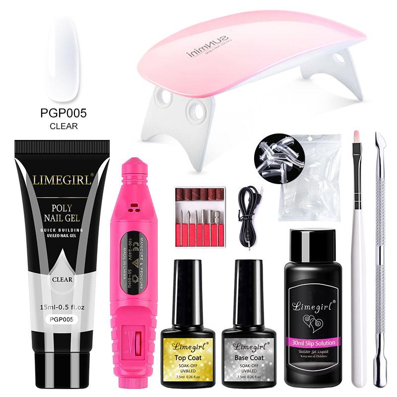 Poly UV Gel Kit All for Manicure Gel Nail Extension Set Slip Solution Builder Acrylic Gel Polish Nail Art Tool Design Fingertips