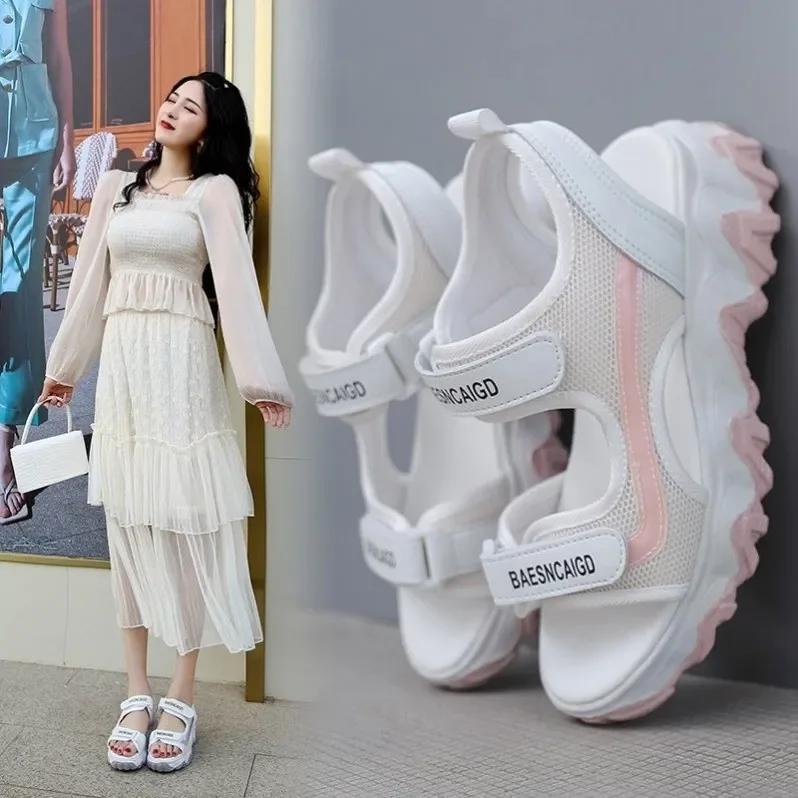 Fashion Ladies Sport Sandals Korean Version Thick Platform Shoes Casual Shoes Women Outdoor Beach Sports Sandalies Mujer 2024