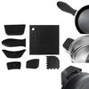 7Pcs Set Pot Holder AntiScald Silicone Grill Pan Scraper Handle Cover Set Kitchen Accessory(Black )