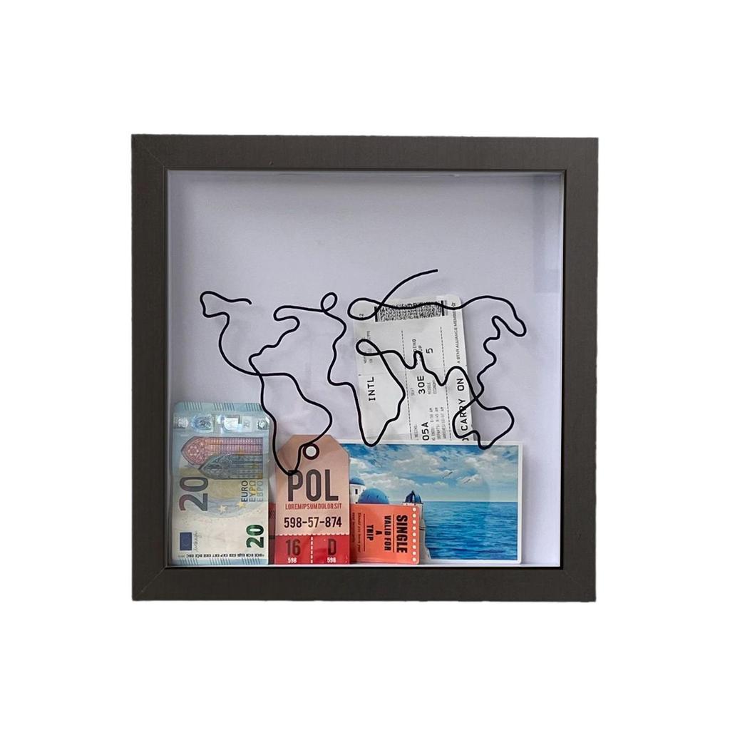 Grenzüberschreitende Abenteuer-Souvenirbox: Aufbewahrungsbox, Postkartenhalter, Spardose, Kartenbox, Bilderrahmen.