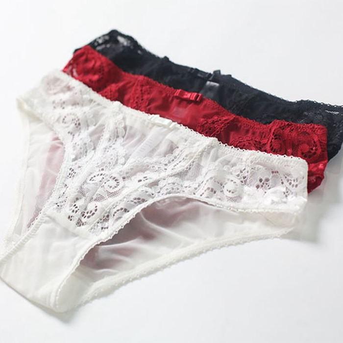 Popular sexy lace women's underwear red ultra-thin see-through low-rise briefs pure cotton crotch bottoms