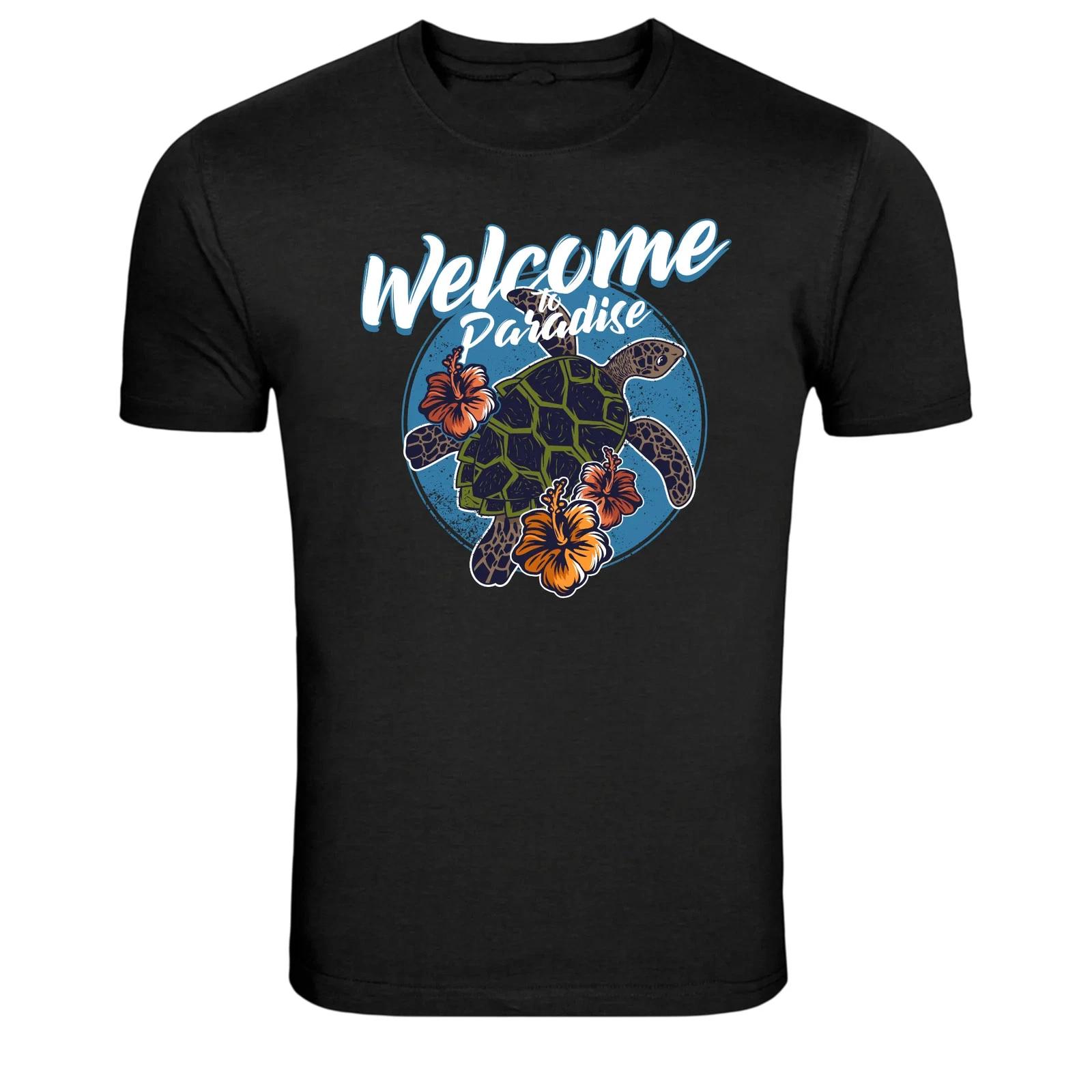 Welcome to Paradise Sea Turtle Tropical Beach Graphic T-Shirt XXXXL