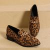 Spring and Autumn Women's Le Fu Shoes Large Casual Middle Heel Pointed Leopard Pattern Colorful One Step Shoes for Women
