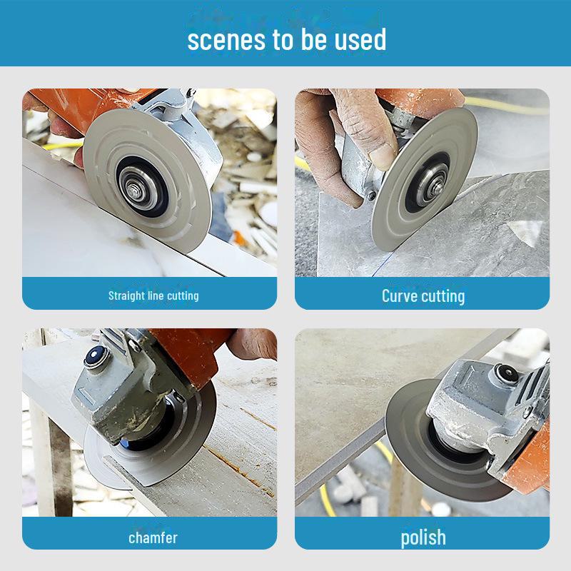 Dual-Purpose Cutting Disc for Rock Slabs and Ceramic Tile: 45° Chamfering & Bevel Grinding Angle Grinder.
