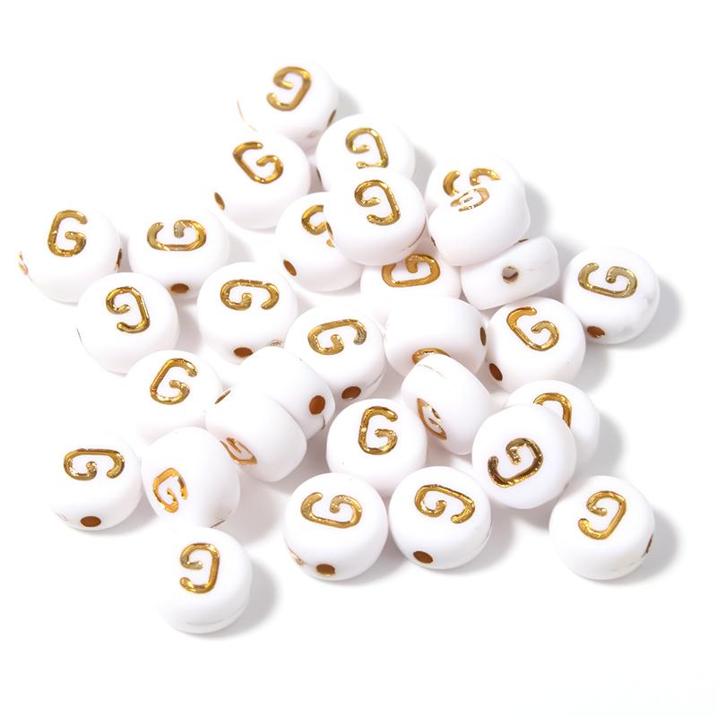 100Pcs 7mm Acrylic Alphabet Beads A-Z Gold Color Letters Beads For Jewelry Making Flat Round Spaced Bead DIY Bracelet Necklace