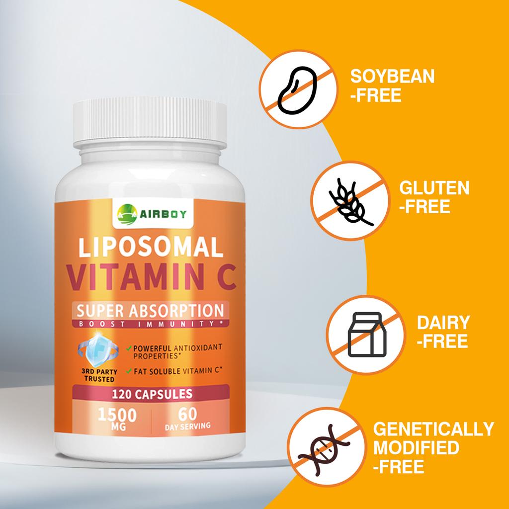 Highly absorbable liposome vitamin C capsules, immune health supplements, dietary supplements