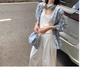Women's Blue & White Plaid Cotton-Linen Shirt Jacket – Spring/Summer 2025, Sun Protection, Casual Style.