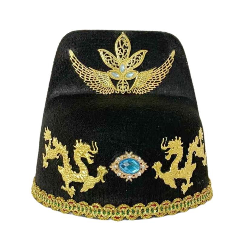 

Chinese Wuxia Hat with Crystal for Chinese Themed Parties and Festivals Halloween Chinese Officer Hat S чорний