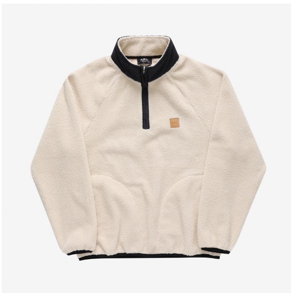 Apesse Psaif M27845 Aad Ecru Island Island Fleece Halvdragkedja Vanlig Ärm T-shirt