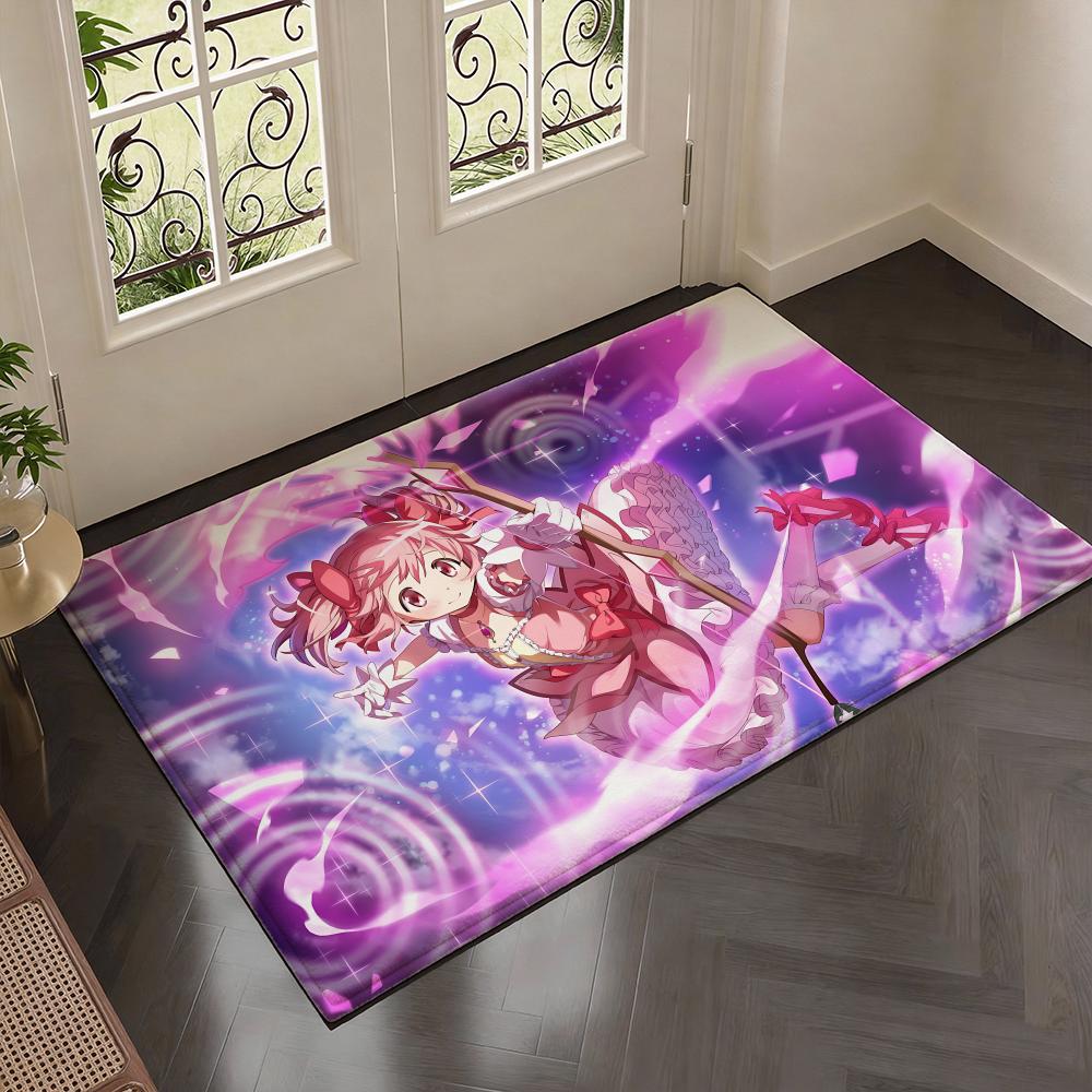 Fantasy Anime P-Puella Magi Madoka Magicas Floor Mat Soft Thickened Flannel Door Mat Non-Slip Living Room Rug Home Decor