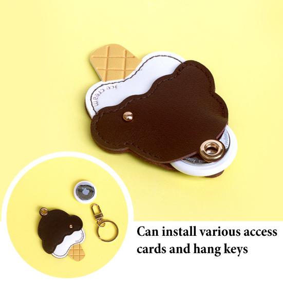 Keychain Pendant Imitation Leather Ice Cream Shape Bag Charm Access Control Card Holder Backpack