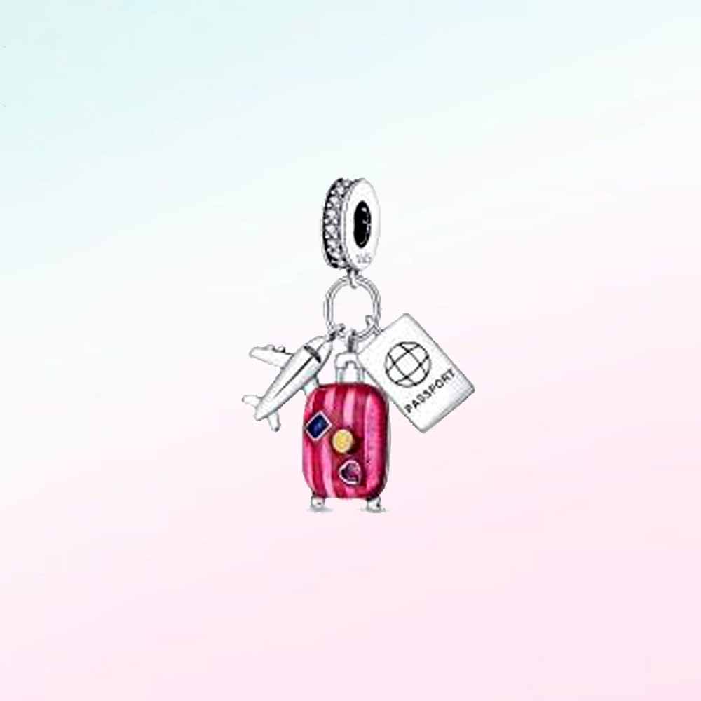 Copper Color Trunk Heart Shape Bow Pink Charms Beads Fitoriginal Bracelets Fine Diy Birthday Women Jewelry Gift