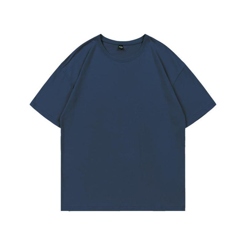 Summer new 200g pure cotton small shoulder youth campus sports and leisure loose solid color round neck short sleeves