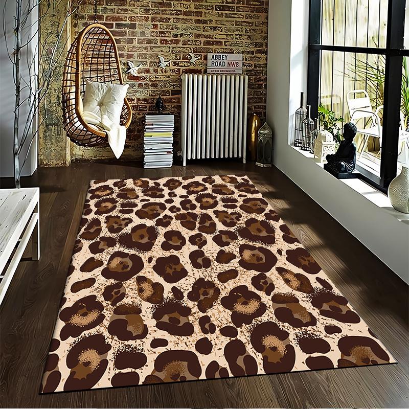 Leopard Print Carpet Design with Brown and Beige Animal Pattern Style Background Suitable for use as an anti-slip for room and bedroom sofas