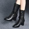 Women Designer Ankle Snow Zipper Boots Winter High Heels Shoes