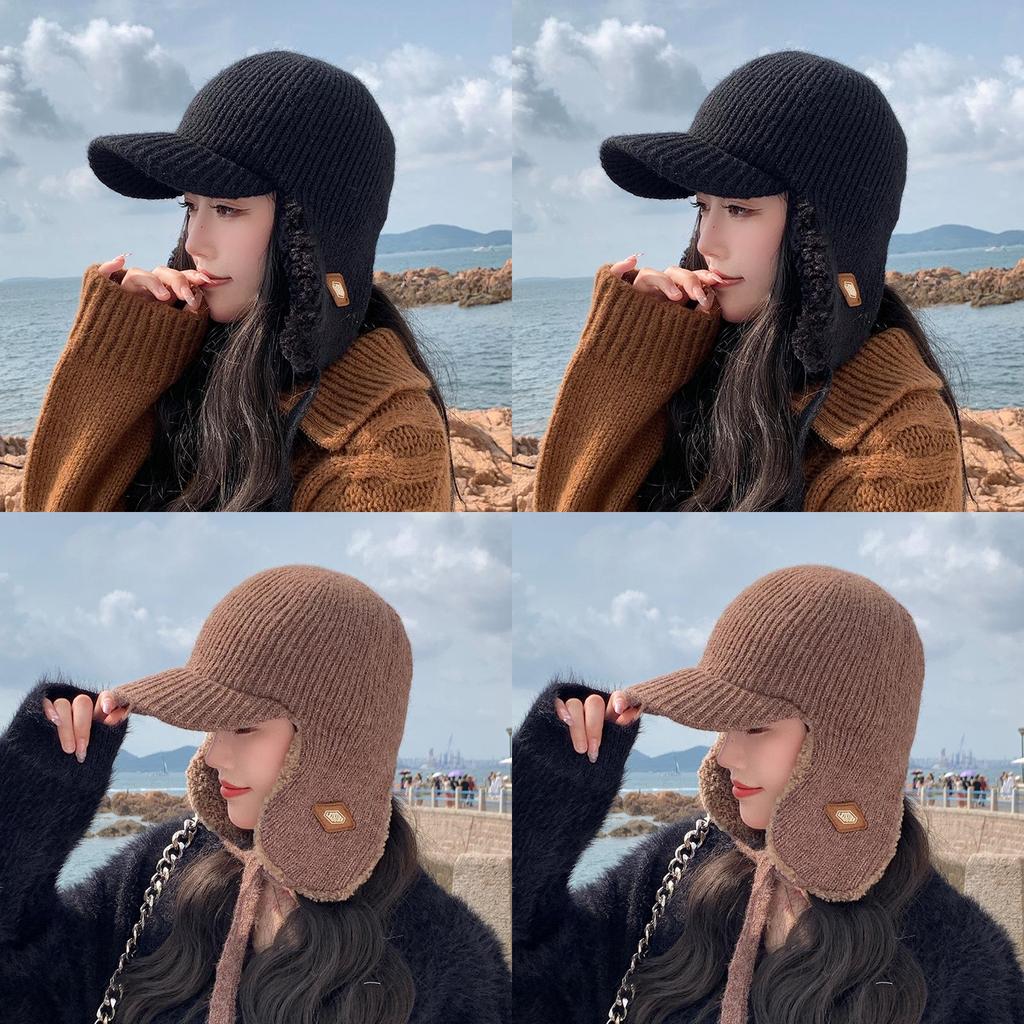 Winter Knitted Earflap Hat For Women With Windproof And Warmth Features For Outdoor Activities