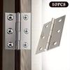 New 10pcs Stainless Steel Door Hinges Cabinet Doors Windows Wooden Box Flat Hinge Home Furniture Hardware Accessories