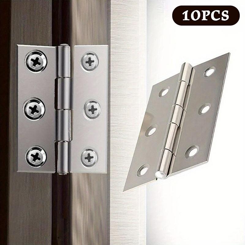 New 10pcs Stainless Steel Door Hinges Cabinet Doors Windows Wooden Box Flat Hinge Home Furniture Hardware Accessories