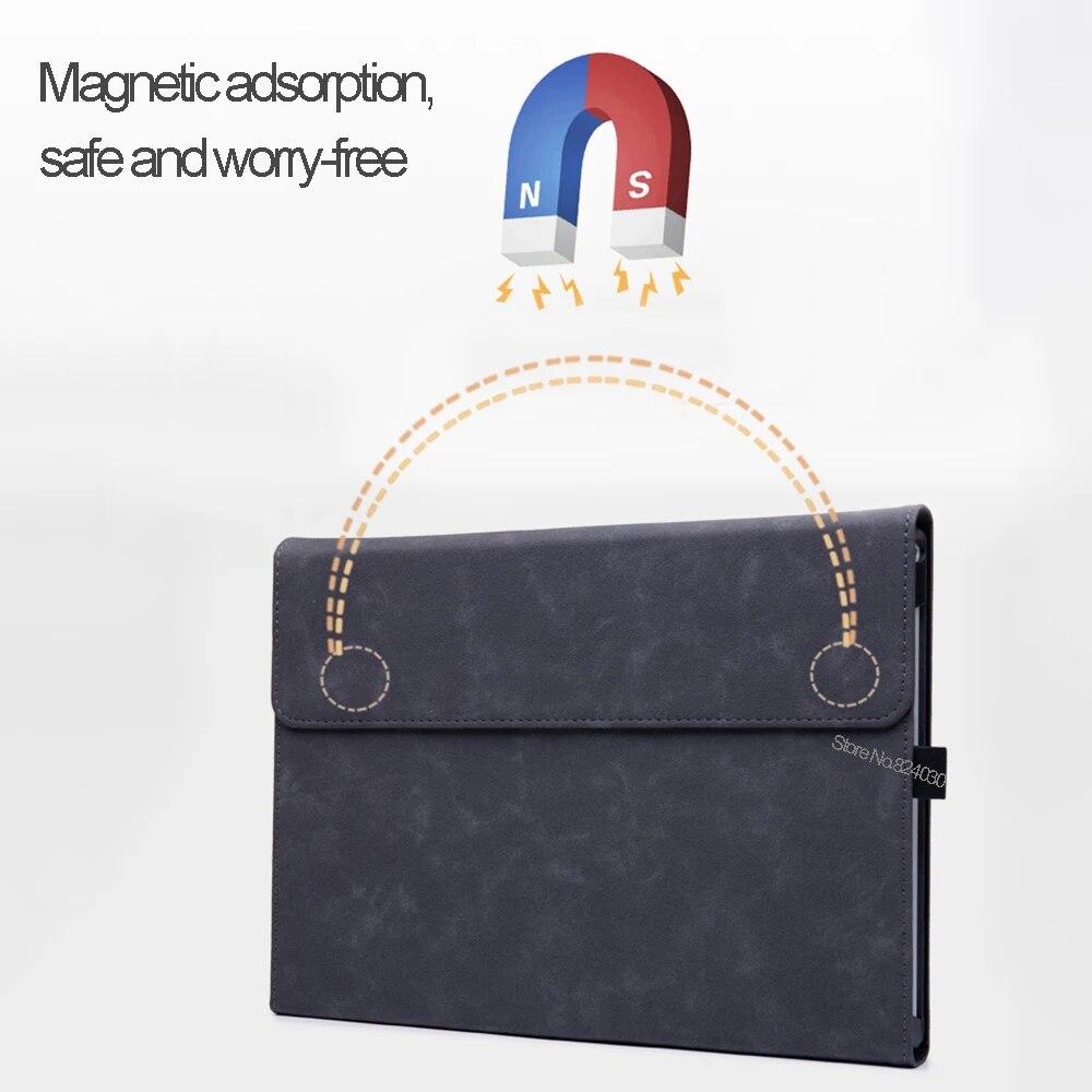 Couro do plutônio caso do portátil para microsoft surface pro 8 capa tablet suporte dobrável para superfície pro go 2 3 x pro 4 5 6 7 manga