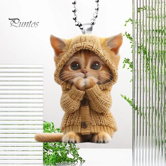 Cat Pendant Christmas Tree Ornament with Lanyard Easy To Hang Lightweight Car Acrylic Hanging Pendant Xmas Tree Decoration