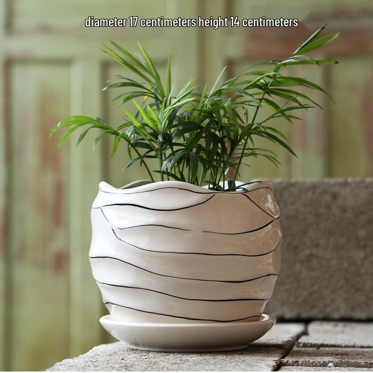 Elegant White Ceramic Flower Pot with Tray - Ideal for Ivy, Spider Plants, and Succulents