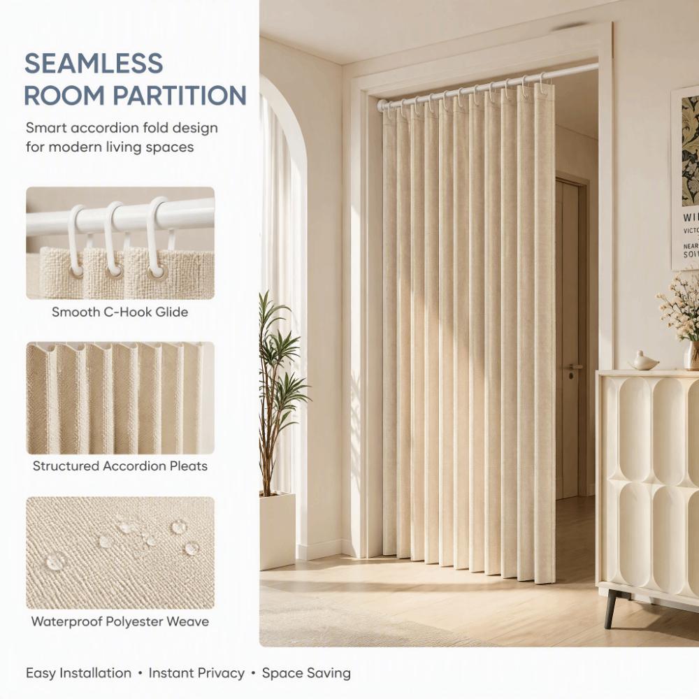 Thick Folding Door Curtain Waterproof Closet Curtain Partition Curtain Bath Curtain Bedroom
