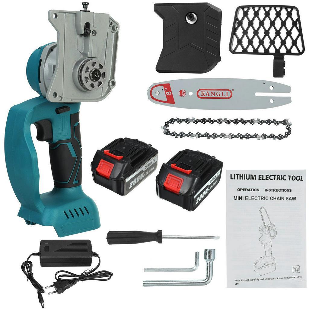 8 Inches Rechargeable Brushless Electric Saw Chainsaw with Battery 1500W Woodworking Cutter Tools For Battery 288V