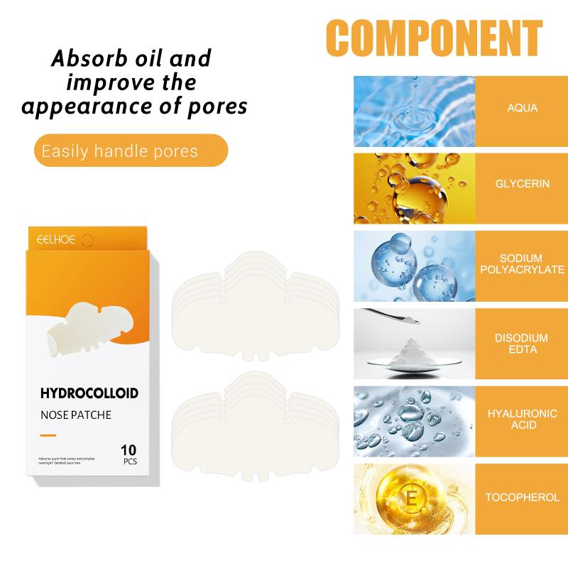 Blackhead Remover Hydrocolloid Nose Strips Deep Cleansing Facial Pore Patch for Nighttime Skincare 10pcs