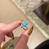 Retro High-End Oval Set Four Claw Turquoise Rings For Women Light Luxury   Blue Ring Suitable For Daily Jewelry Gifts