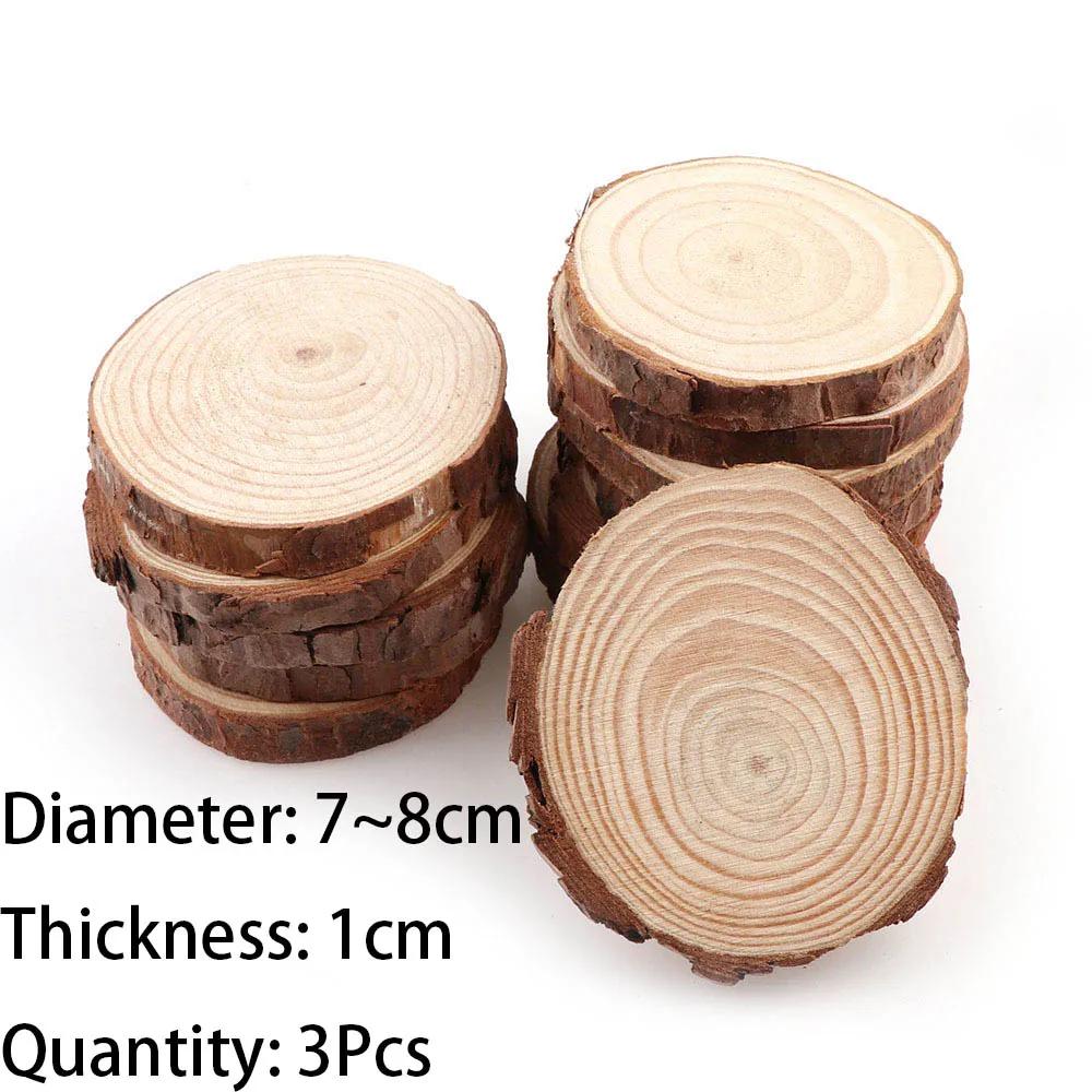 3-16CM/1-10pcsThick Natural Pine Round Unfinished Wood Slices Circles With Tree Bark Log Discs DIY Crafts Wedding Party Painting
