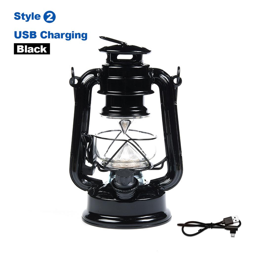 LED Solar Vintage Lantern Outdoor Hanging Metal Antique USB Charging Solar Light for Garden Yard Decor Or Camping Hiking