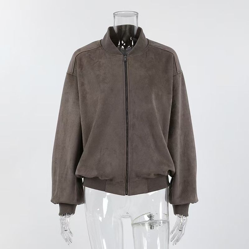 

Мода Новое поступление Ретро Серый Замшевый V-образный вырез Мода Длинный рукав Свободная Повседневная Куртка Пальто Свободная Куртка Gray L