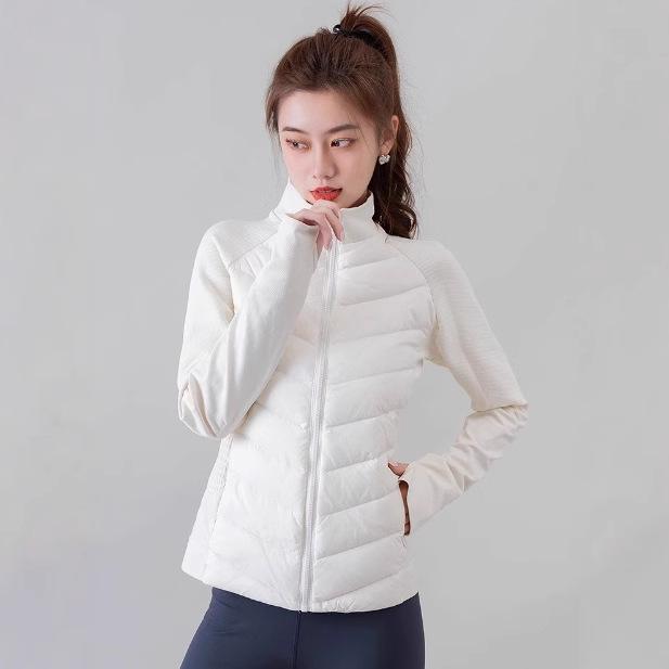 

White Thin Slim Down Jacket for Women In Winter New Short Slim Inner Liner Warm Sports Yoga Jacket S