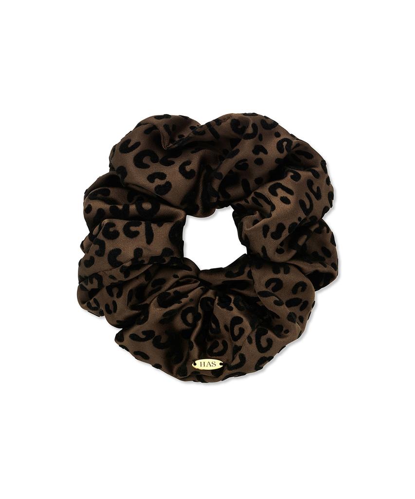Has Hon006 Leopard Velvet Textured Scrunchie