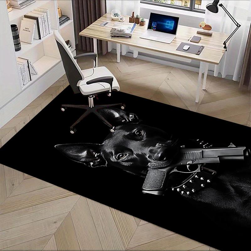 Black Dog Chair Mat: Office Carpet, Oversized Rug for Home Decor, Sofa Mat, Desk Protector, Gift Idea for Any Room