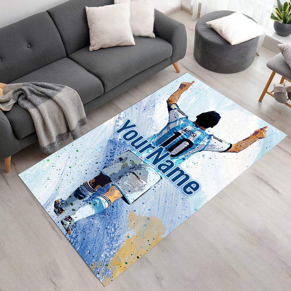 Messi Personalized Name Floor Mat Perfect for Dormitory Dining Room Balcony Foyer Antislip Carpet Anime Office Decor Perfect Gift for Friends & Family