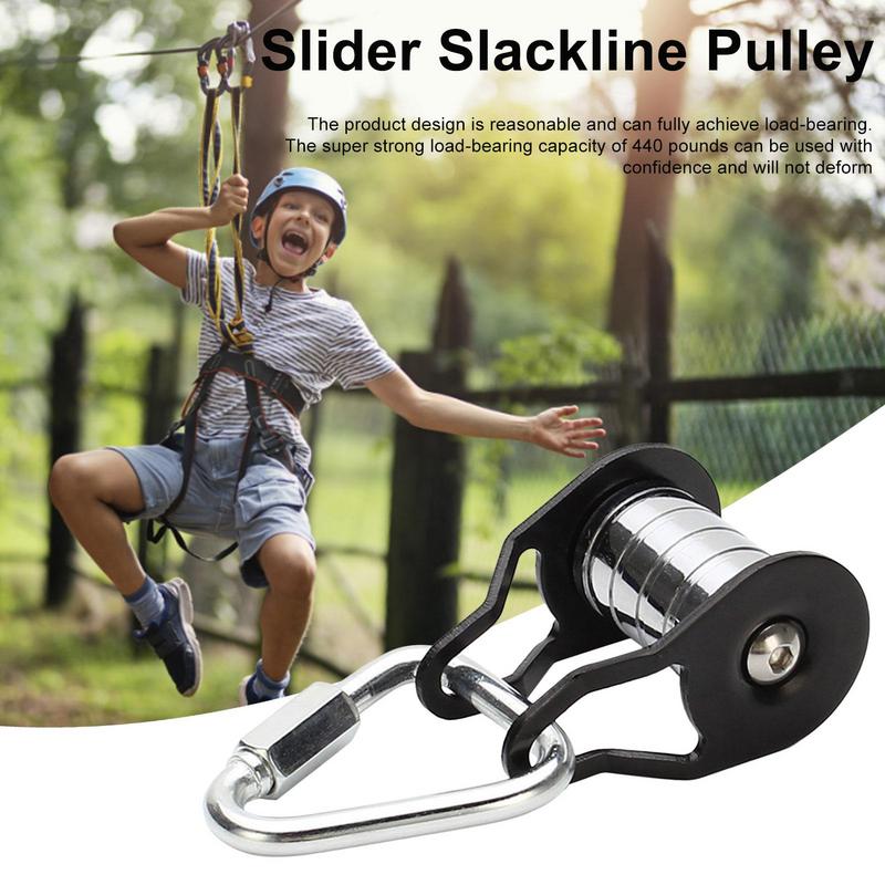 Pulley for Slider Slack Lines Steel Slider Rope Pulley 5 Rollers Strong Load Bearing Training Supplies Sturdy Pulley