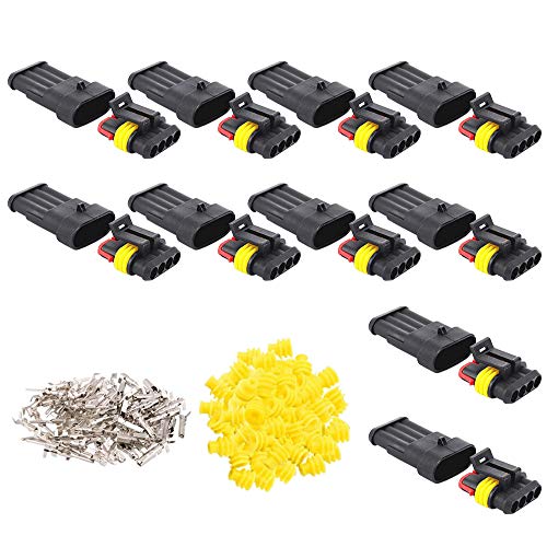 

GTIWUNG 10 Kit 4 Pin Waterproof Connector Coupler Waterproof Connector Set Male & Female Waterproof Connector 2 Pin Waterproof Connector Plug for