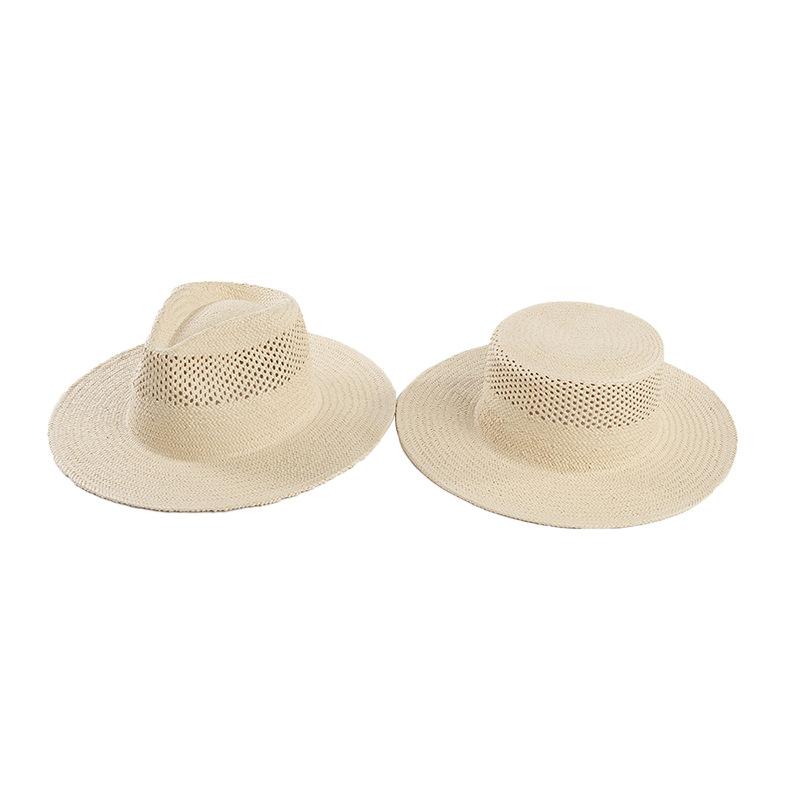 European, American Spring and Summer Fashion Simple Hand-woven Wide-brimmed Papyrus Sun Hat Outdoor Beach Travel Sun Protection Shade Straw Hat