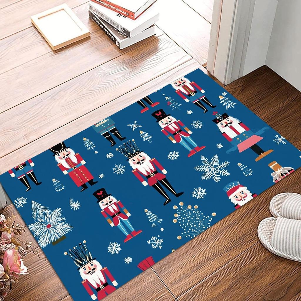 Christmas Nutcracker Welcome Mat Non-Slip Machine Washable Carpet Doormat for Living Room Bedroom Kitchen Indoor/Outdoor Rug