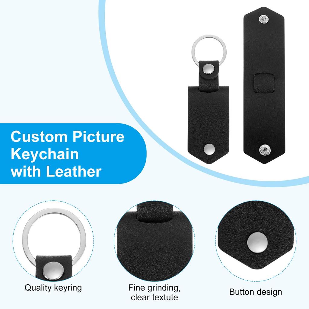 Original Leather Keychain Customizable with and Names Car Keychain A Perfect Commemorative Gift for or Lovers Black [uxcell] - Photos, Text, - - Dad,