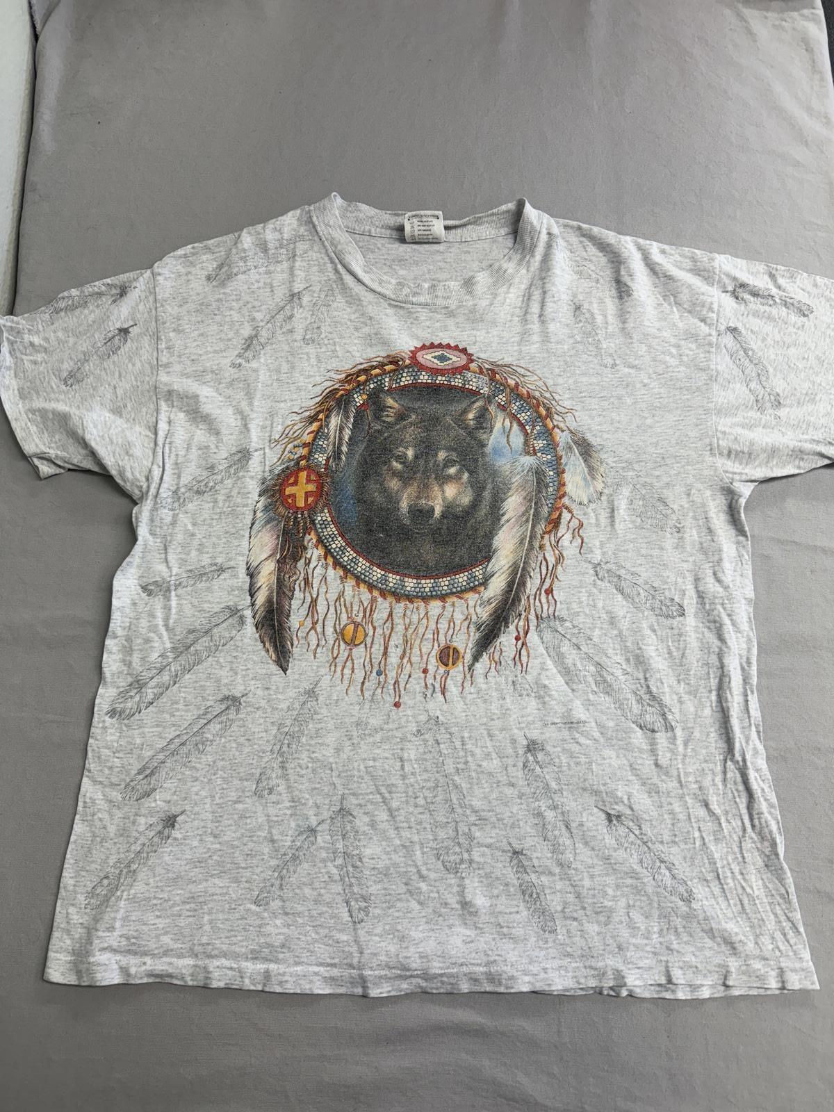 Vintage Native American Wolf Spiritial Animal T-shirt AOP XL XXL