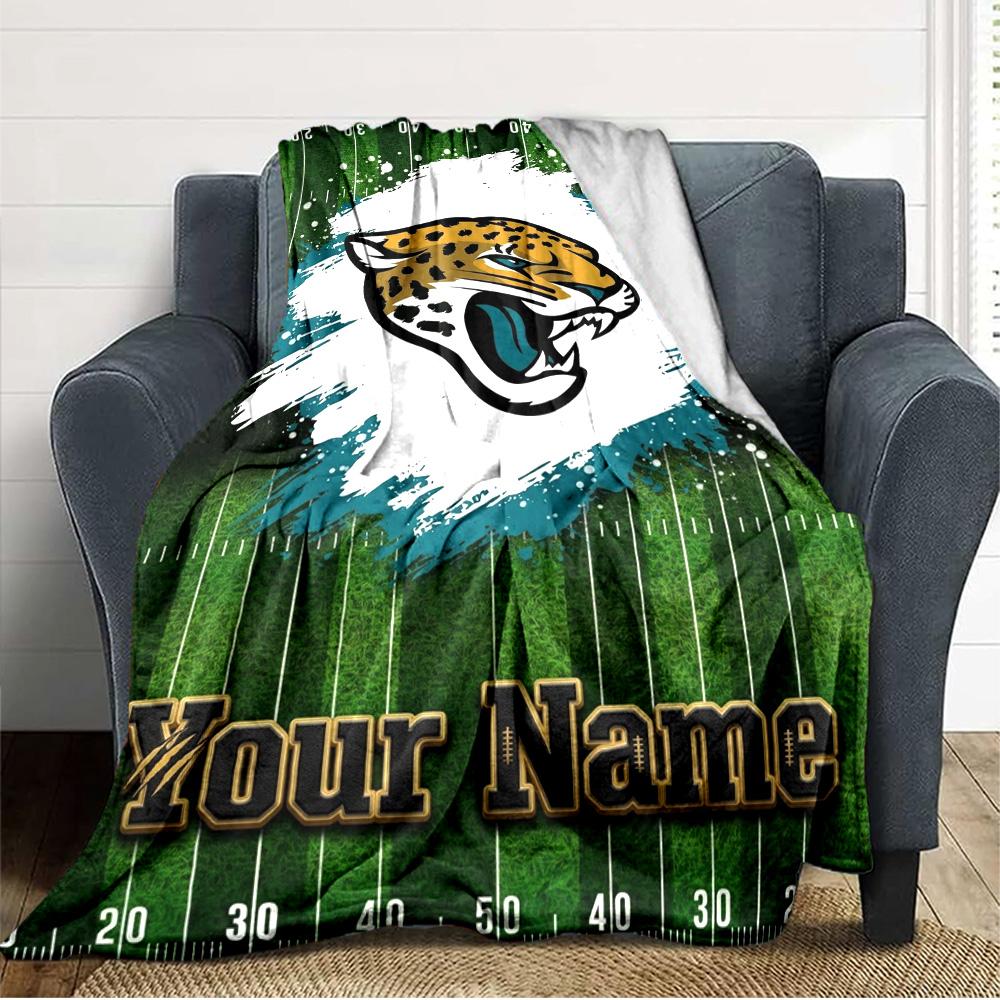 Name Custom Jacksonville Jaguars Print Flannel Blanket High Quality Warm Comfortable Cover for All Seasons Perfect for Gifts Home Decor